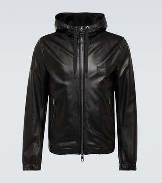 Logo leather jacket