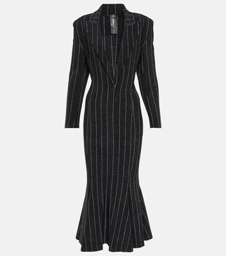 Pinstripe jersey midi dress