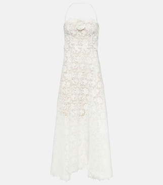 Floral-applied Guipure Lace Gown