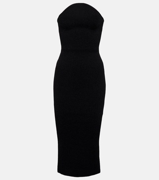 Rumer strapless viscose blend midi dress