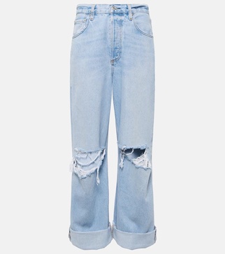 Ayla distressed mid-rise wide-leg jeans