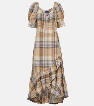 Plaid linen dress