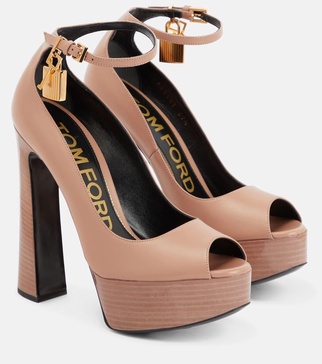 Padlock platform leather sandals