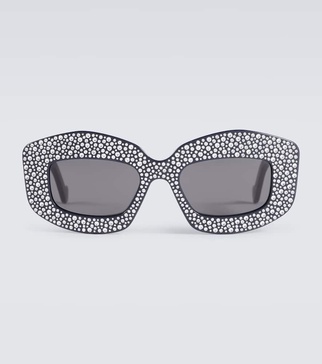 Crystal-embellished round sunglasses