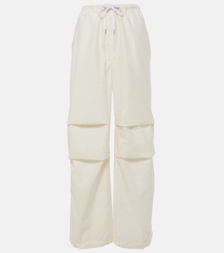 Mid-rise cotton-blend wide-leg pants