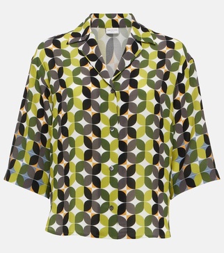 Printed crêpe bowling shirt