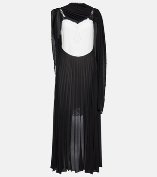 Mrs Robinson lac-trimmed midi dress with cape