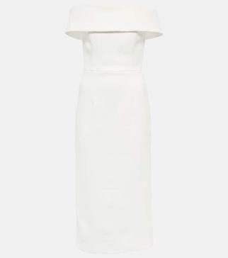 Bridal Amore off-shoulder crêpe midi dress