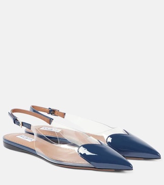 Le Cœur patent leather and PU slingback flats