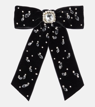 Alva bow embellished velvet barrette