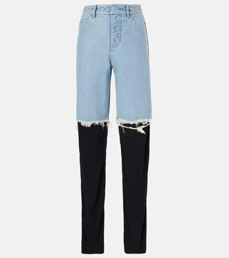 Deconstructed wide-leg jeans