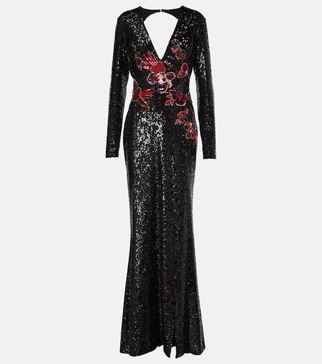 Embroidered sequined gown