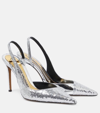 Sequined 105 slingback pumps