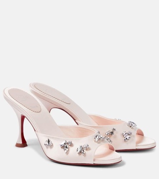 Degraqueen 85 embellished crêpe mules