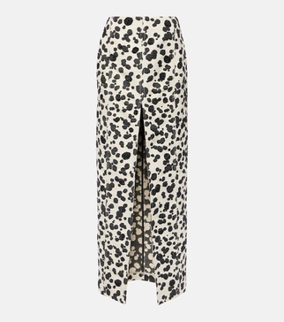 Dalmatian front-slit denim maxi skirt