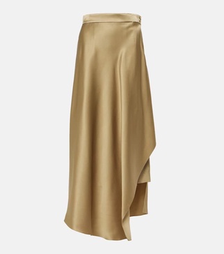 Alin asymmetric silk maxi skirt