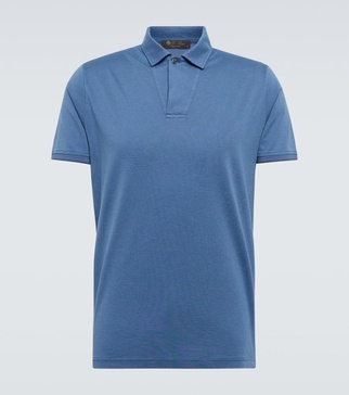 Cotton and silk piqué polo shirt