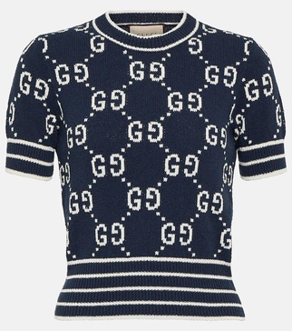 GG jacquard cotton-blend top