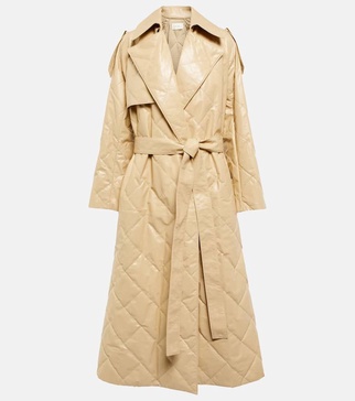 Agathon quilted leather trench coat