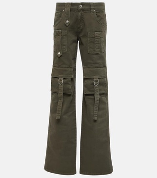 Low-rise denim cargo pants