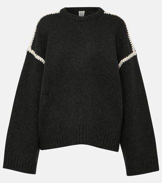 Embroidered wool and cashmere sweater