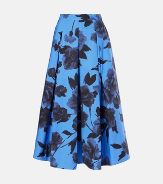 Floral-Printed Cotton Poplin Midi Skirt