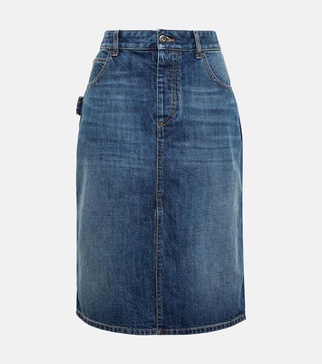 High-rise denim skirt