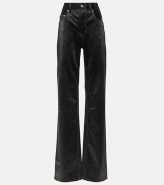 Coated straight pants