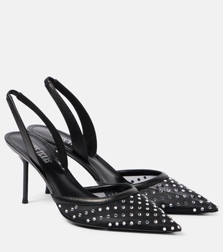 Lidia 80 embellished mesh slingback pumps