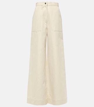 Oboli cotton and linen wide-leg pants