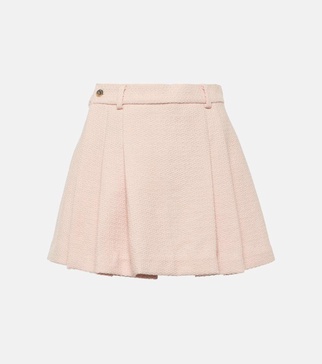 Bran pleated wool-blend miniskirt