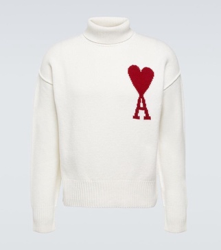 Logo virgin wool turtleneck sweater