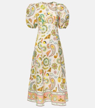 Arcade paisley linen midi dress