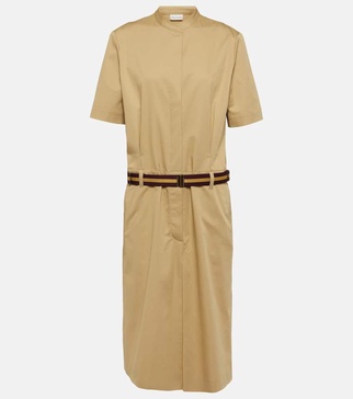 Cotton gabardine midi dress