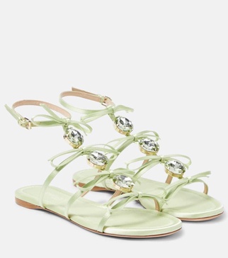 Embellished satin sandals