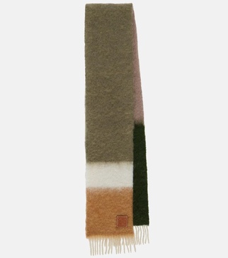 Striped mohair and wool scarf