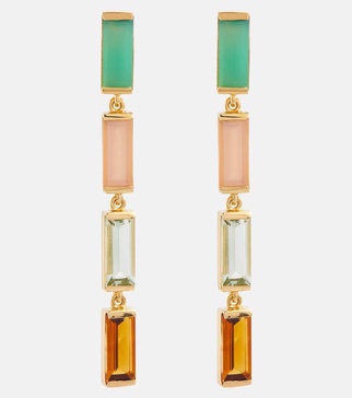 Deco Maxi embellished 9kt gold drop earrings