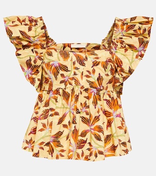 Romi floral cotton poplin top