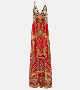 Printed silk slip dress