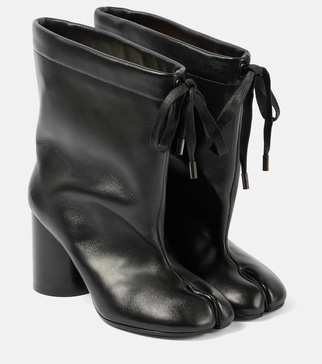 Tabi drawstring leather ankle boots