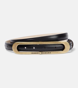 Logo leather belt