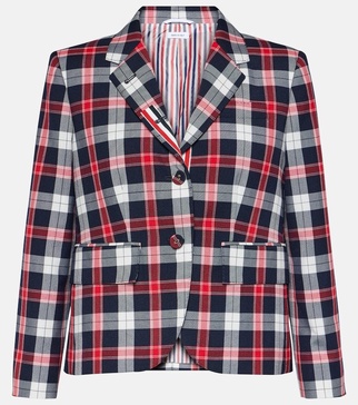 Tartan wool-blend blazer