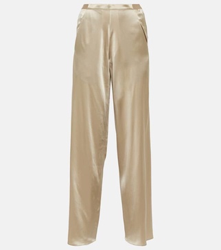 Silk satin straight pants