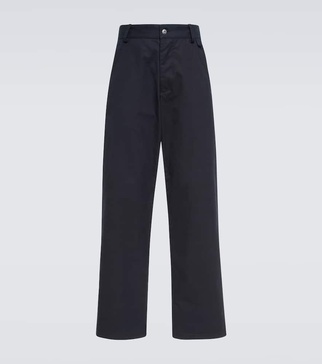 Cotton twill straight pants