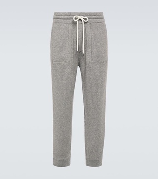 Ribbed-knit cashmere sweatpants