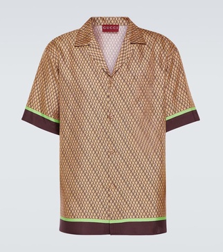 Logo silk bowling shirt