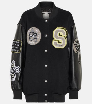 Applique wool varsity jacket