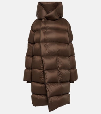 Quilted hooded down coat