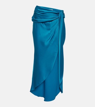 Elisabetta draped satin midi skirt