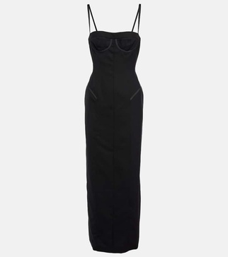 Corset wool and silk maxi dress